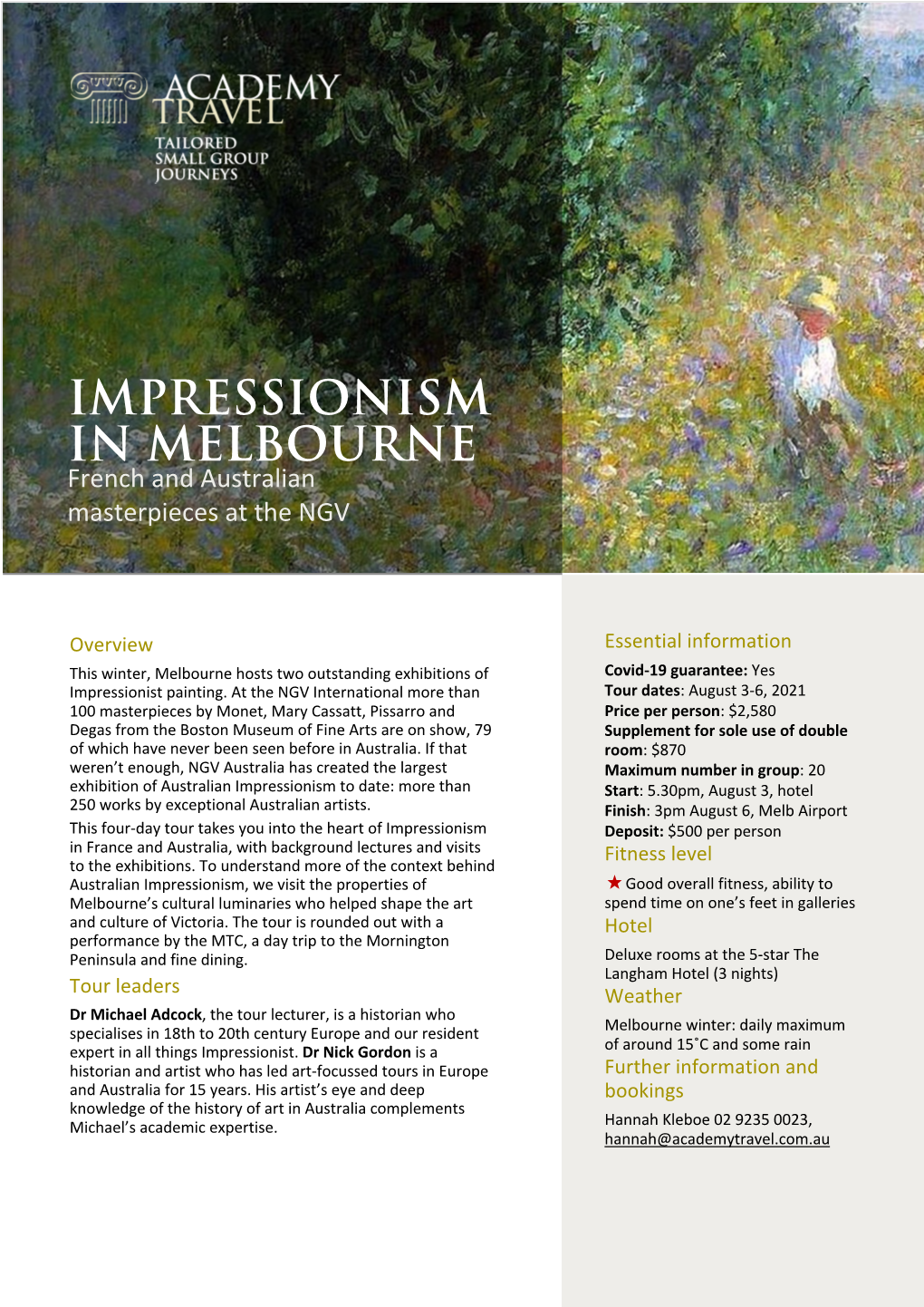 Impressionism in Melbourne French and Australian Masterpieces at the NGV
