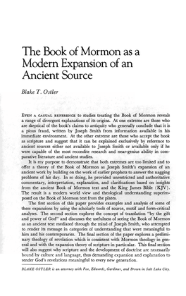 The Book of Mormon As a Modern Expansion of an Ancient Source