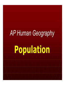 Population: a Critical Issue