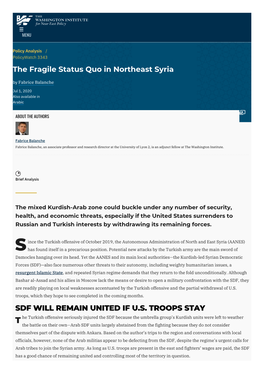 The Fragile Status Quo in Northeast Syria | the Washington Institute