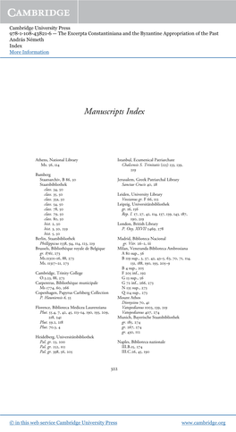 Manuscripts Index