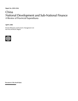 China National Development and Sub-National Finance a Review of Provincial Expenditures