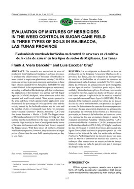 Evaluation of Mixtures of Herbicides in the Weed