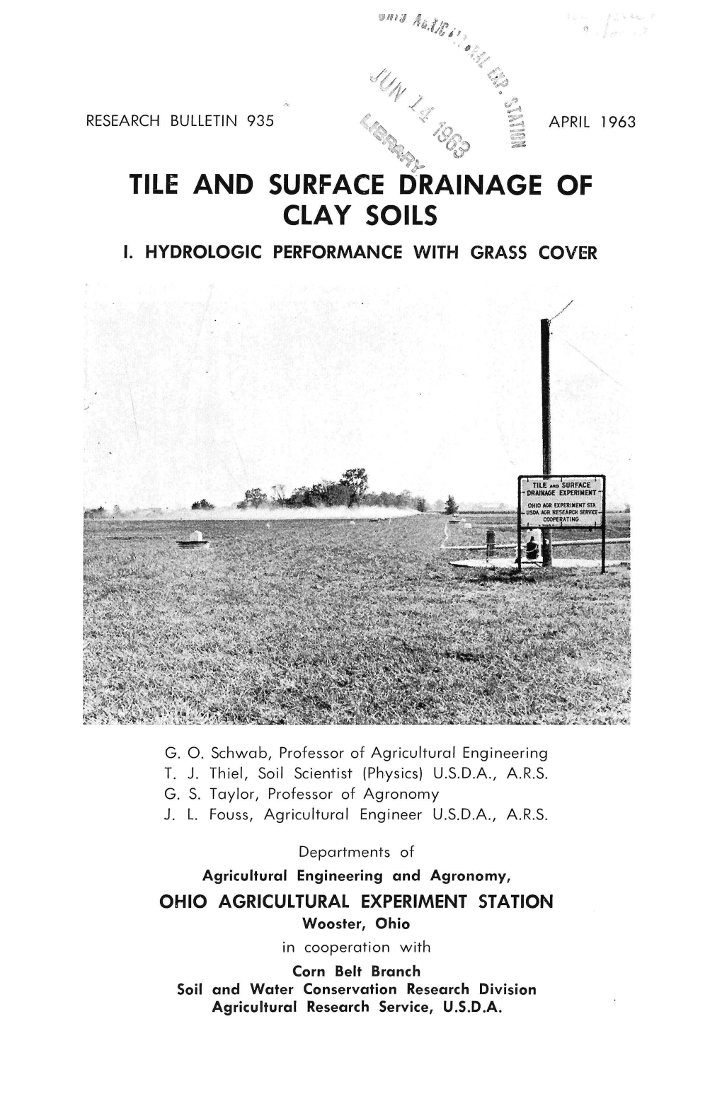 Tile and Surface Drainage of Clay Soils I