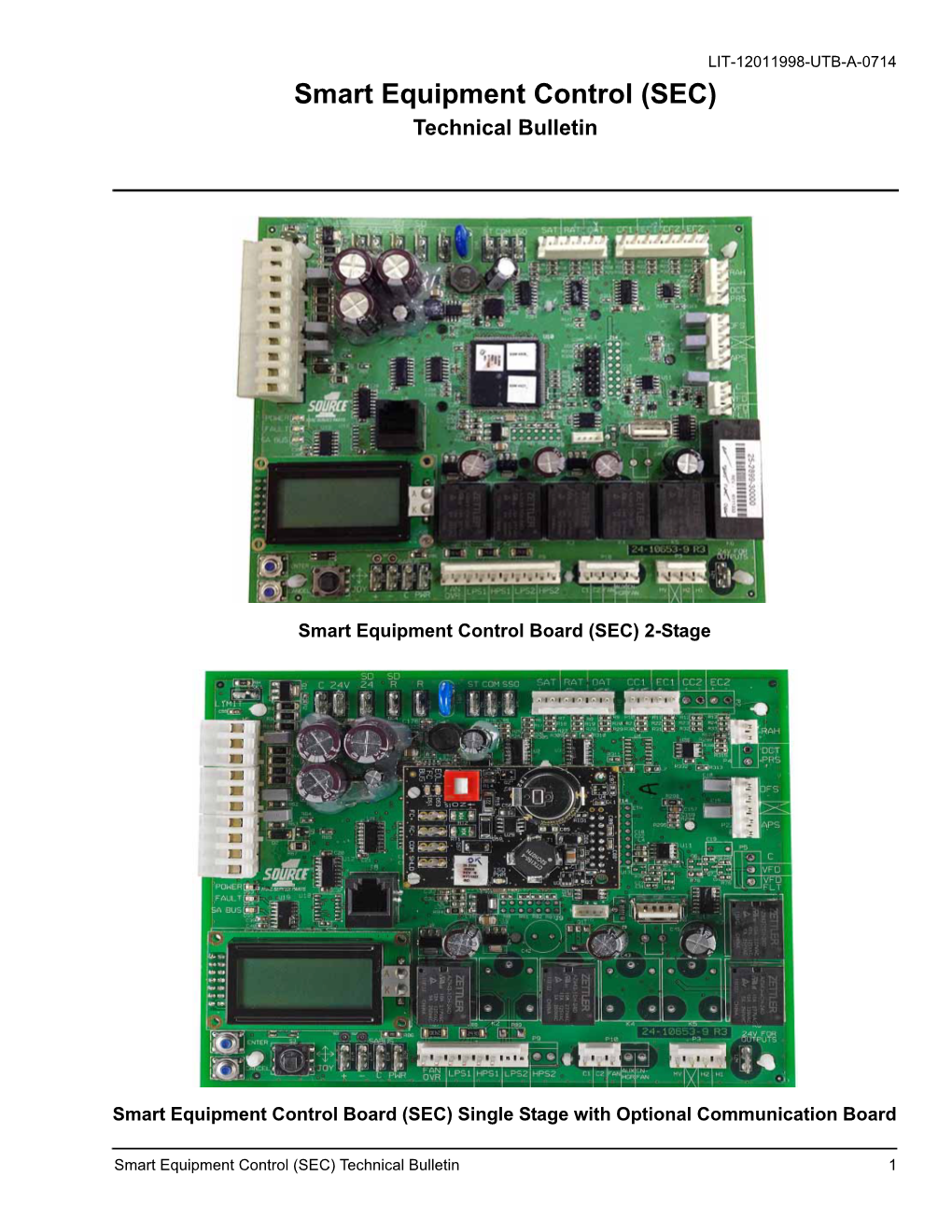 Smart Equipment Control (SEC) Technical Bulletin