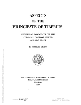 Aspects of the Principate of Tiberius : Historical Comments on the Colonial