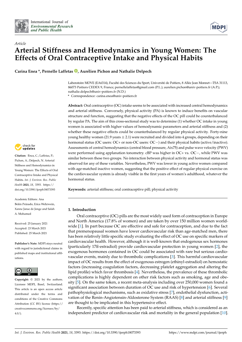 Arterial Stiffness and Hemodynamics in Young Women: the Effects of Oral Contraceptive Intake and Physical Habits