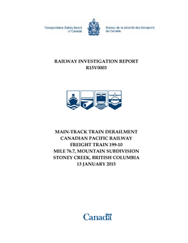 Railway Investigation Report R15v0003