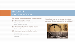 Lecture 13 Circular Motion