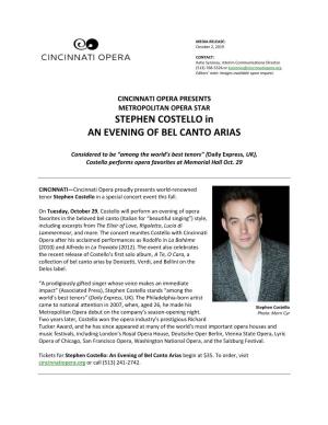 STEPHEN COSTELLO in an EVENING of BEL CANTO ARIAS
