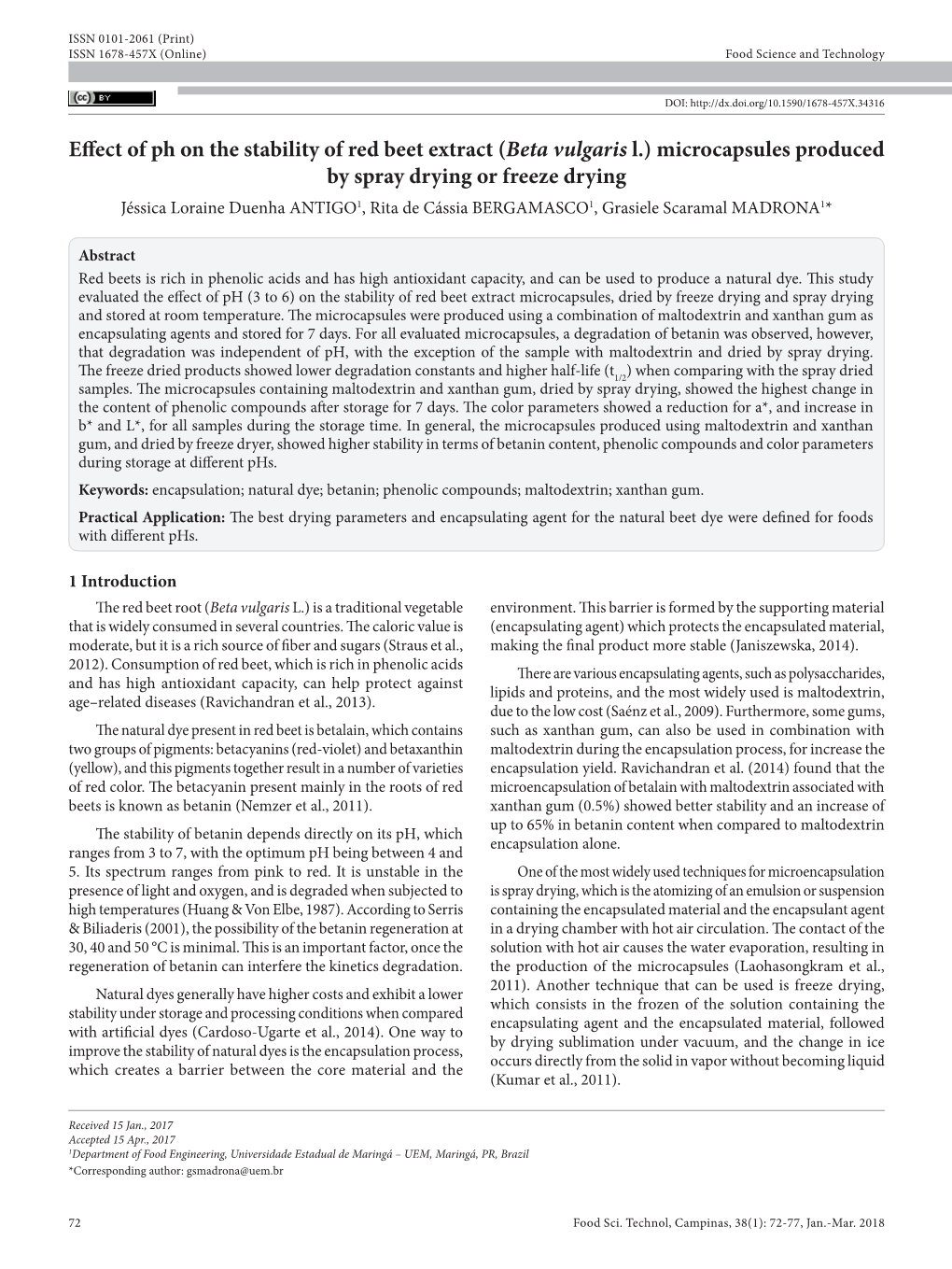 Effect of Ph on the Stability of Red Beet Extract (Beta Vulgaris