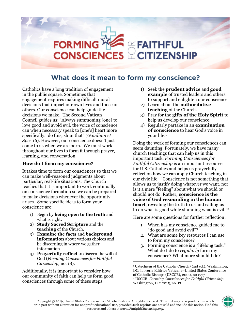 Conscience Formation Bulletin Insert