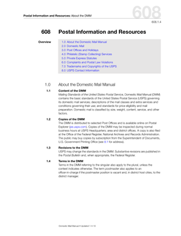 DMM 608 Postal Information and Resources