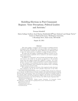 Modelling Elections in Post(Communist Regimes: Voter