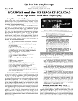 MORMONS and the WATERGATE SCANDAL Justice Dept