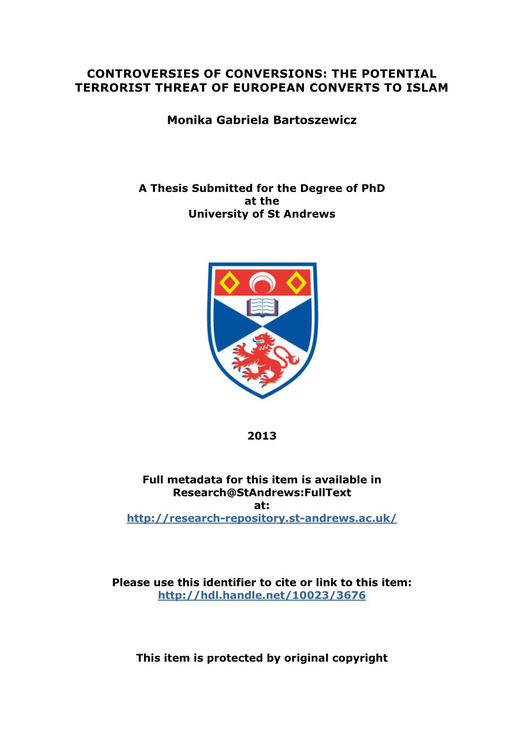 Monika Gabriela Bortoszewicz Phd Thesis