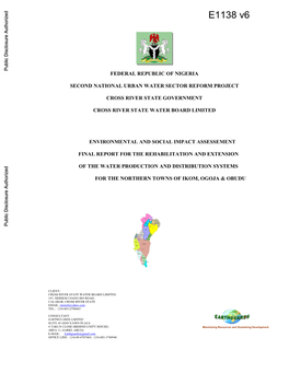 Environmental and Social Impact Assessment of Ikom, Ogoja and Obudu Water Supply Schemes