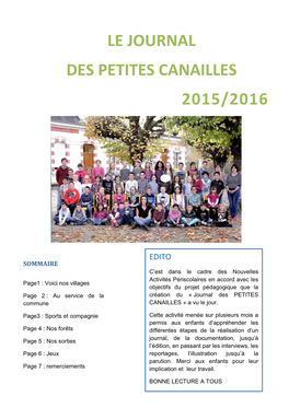 Le Journal Des Petites Canailles 2016