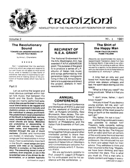 Lraniziooi NEWSLETTER of the ITALIAN FOLK ART FEDERATION of AMERICA