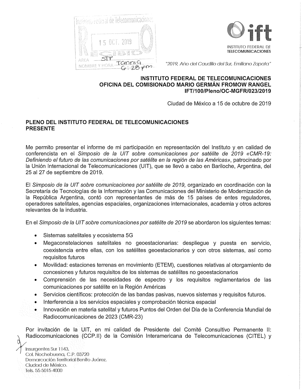 Informe Del Comisionado Fromow