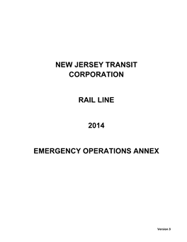 New Jersey Transit Corporation Rail Line 2014 Emergency Operations Annex