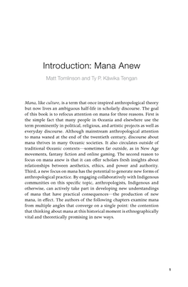 Introduction: Mana Anew Matt Tomlinson and Ty P