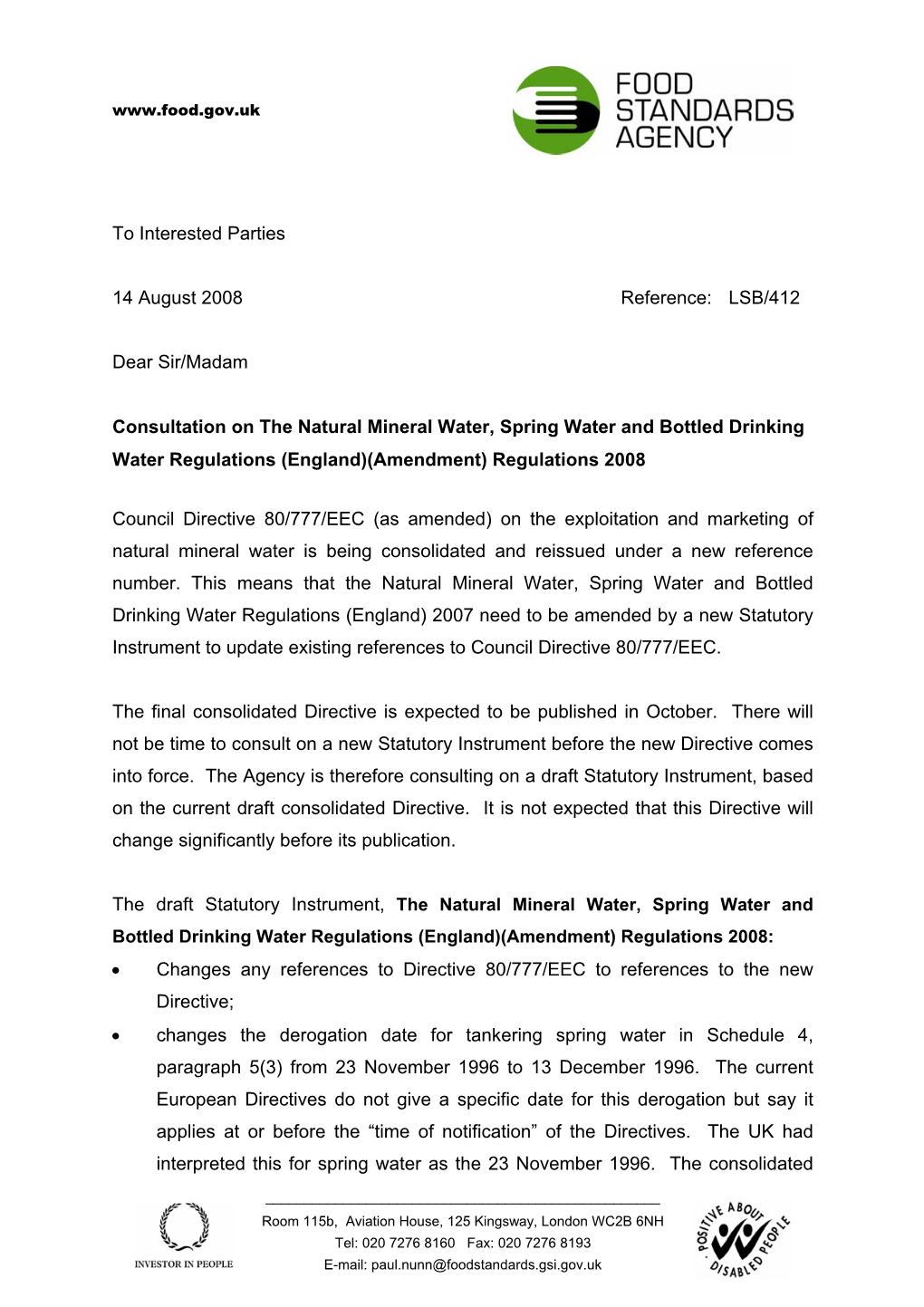 Natural Mineral Water Consultation