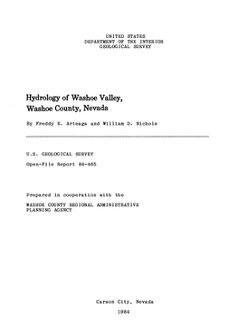 Hydrology of Washoe Valley, Washoe County, Nevada