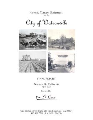 City of Watsonville Historic Context Statement (2007)