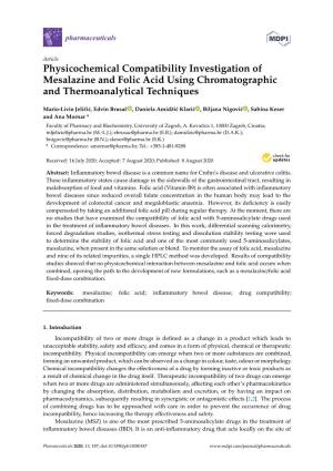 Physicochemical Compatibility Investigation of Mesalazine and Folic Acid Using Chromatographic and Thermoanalytical Techniques