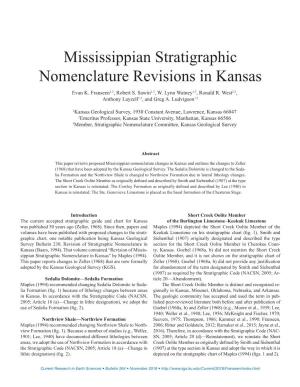 Mississippian Stratigraphic Nomenclature Revisions in Kansas Evan K