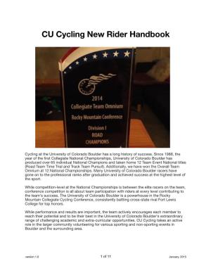 CU Cycling New Rider Handbook