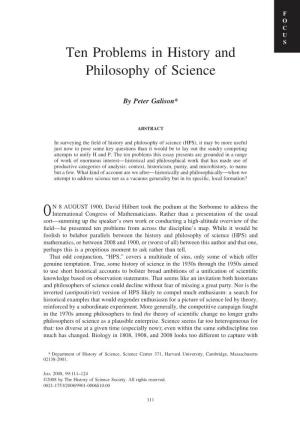 Ten Problems in History and Philosophy of Science