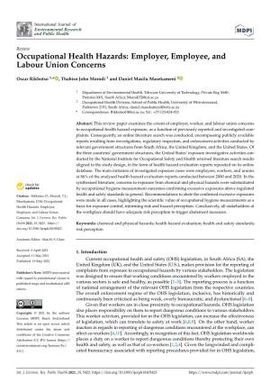 Occupational Health Hazards: Employer, Employee, and Labour Union Concerns