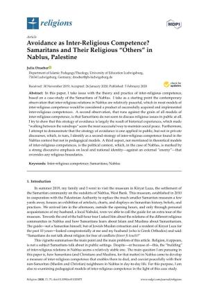 Avoidance As Inter-Religious Competence? Samaritans and Their Religious “Others” in Nablus, Palestine