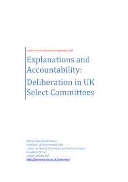 Explanations and Accountability: Deliberation in UK Select Committees