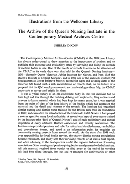 The Archive of the Queen's Nursing Institute in the Contemporary Medical Archives Centre