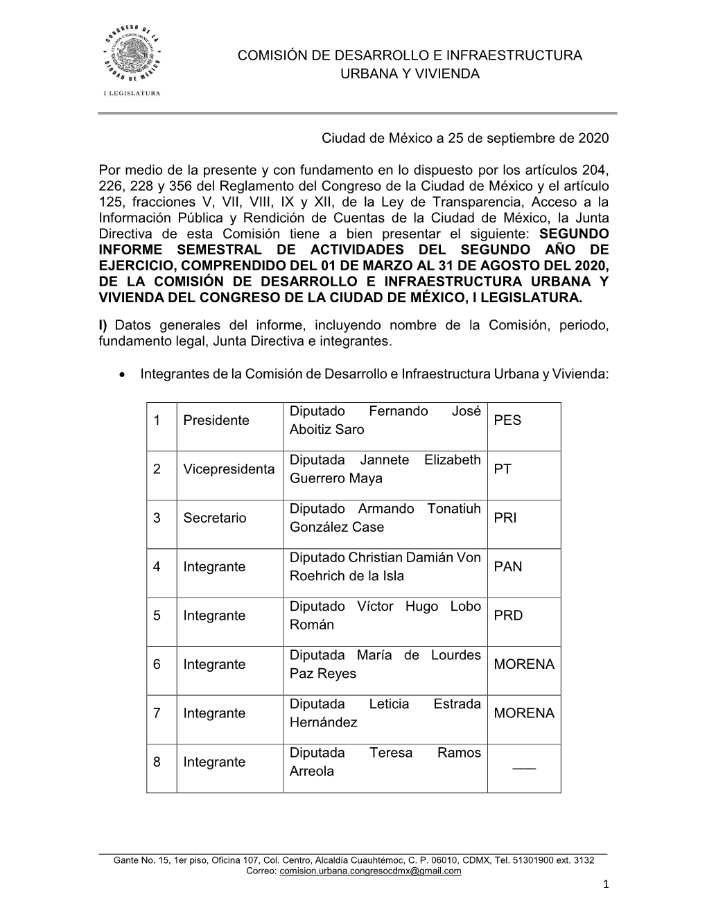 Comisión De Desarrollo E Infraestructura Urbana Y Vivienda