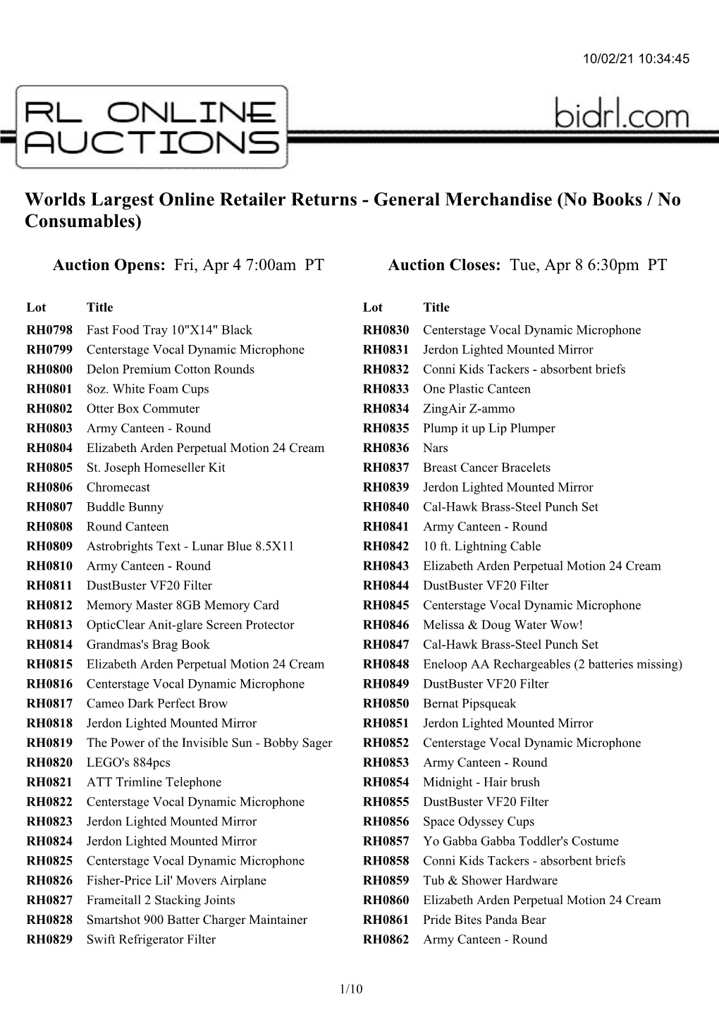 Worlds Largest Online Retailer Returns - General Merchandise (No Books / No Consumables)