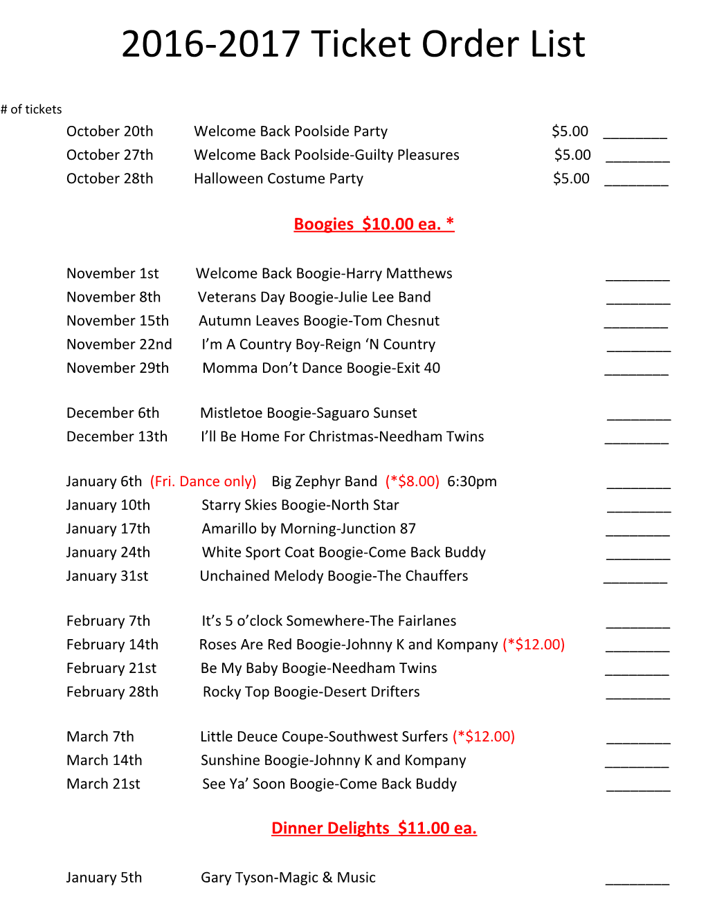 2016-2017 Ticket Order List