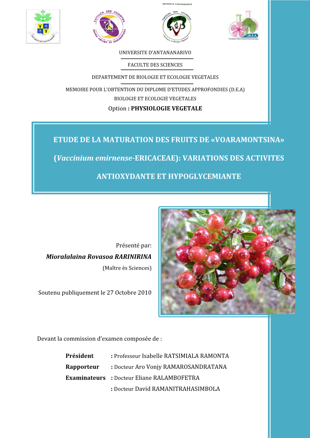 Mémoire. Vaccinium