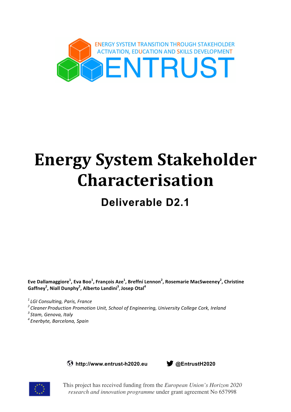 D2.1 Energy System Stakeholder Characterisation