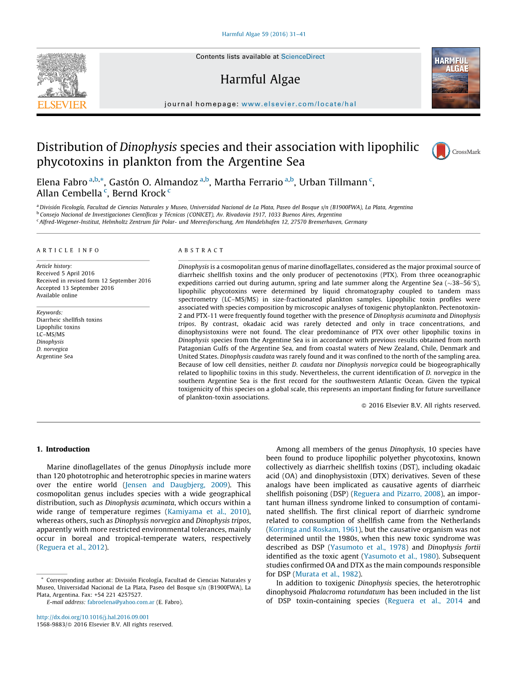 Distribution of Dinophysis Species and Their Association with Lipophilic