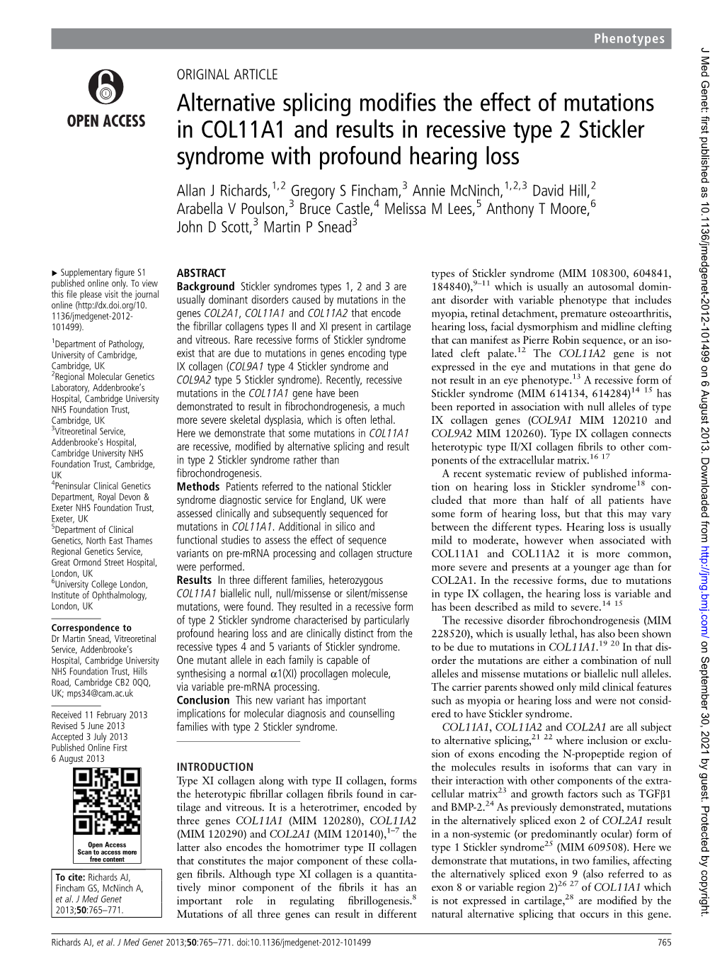 Alternative Splicing Modifies the Effect of Mutations in COL11A1 And