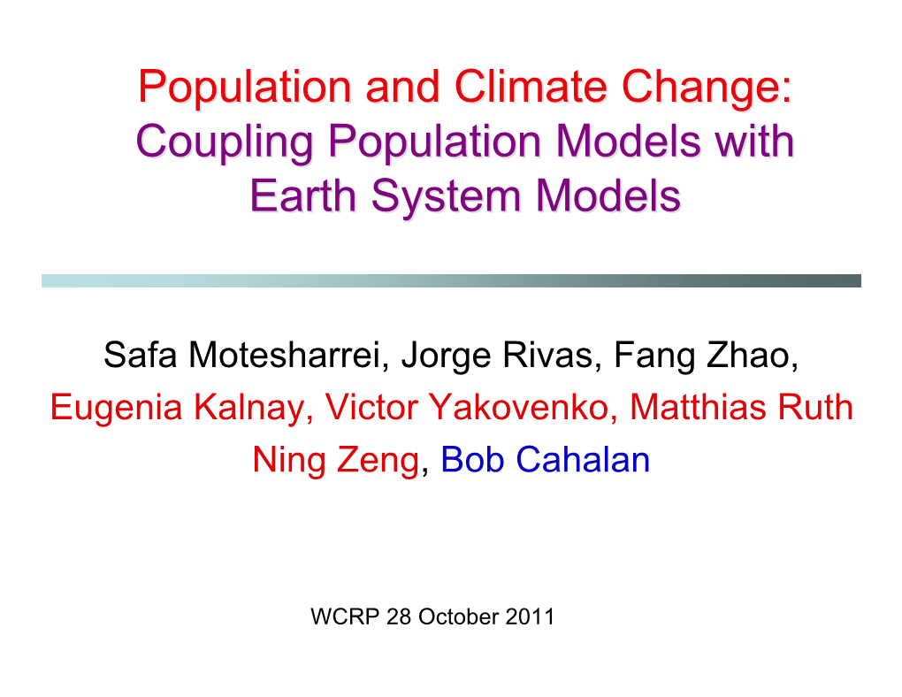 Population and Climate Change: Coupling Population Models With