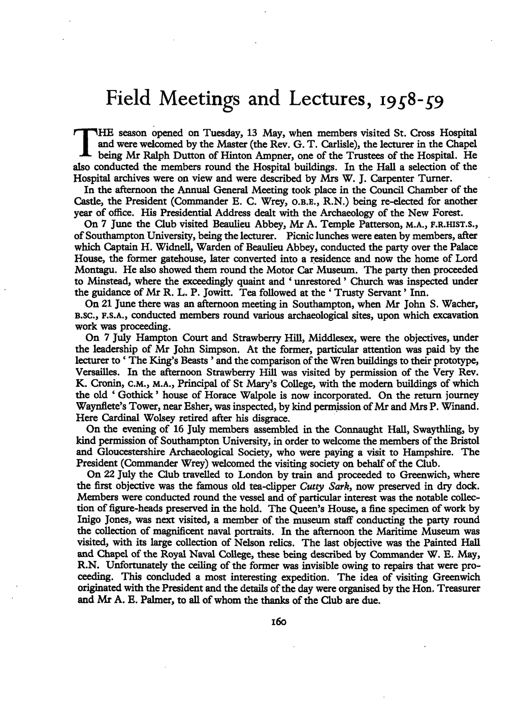 Field Meetings and Lectures, 19^8-^9