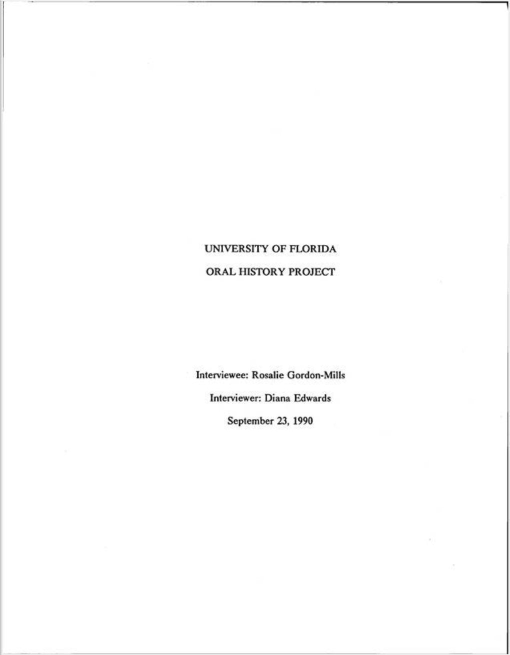 September 23, 1990 E: This Is an In1erview >A1 Ith Rosalie Gordon-Mills in St