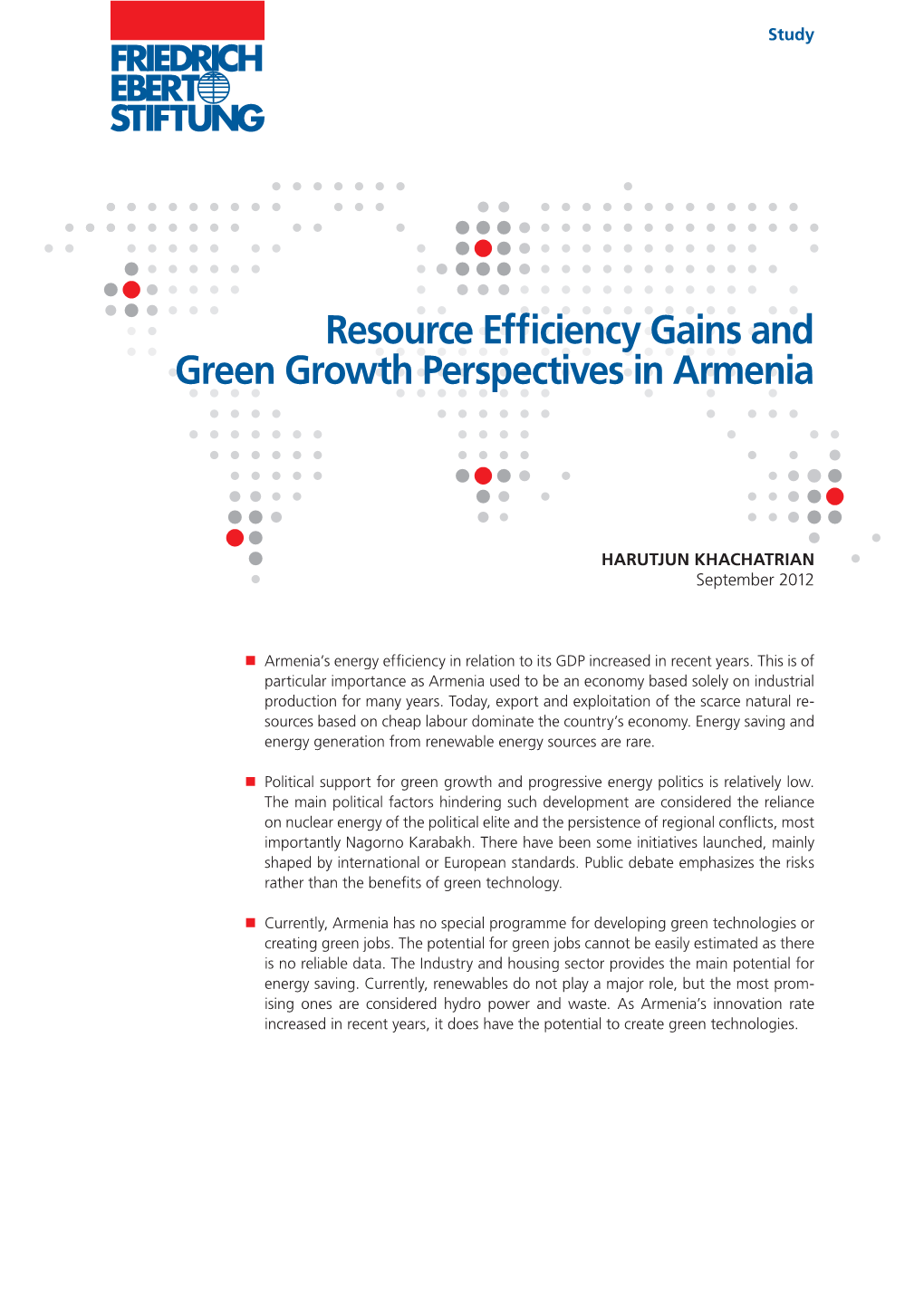 Resource Efficiency Gains and Green Growth Perspectives in Armenia