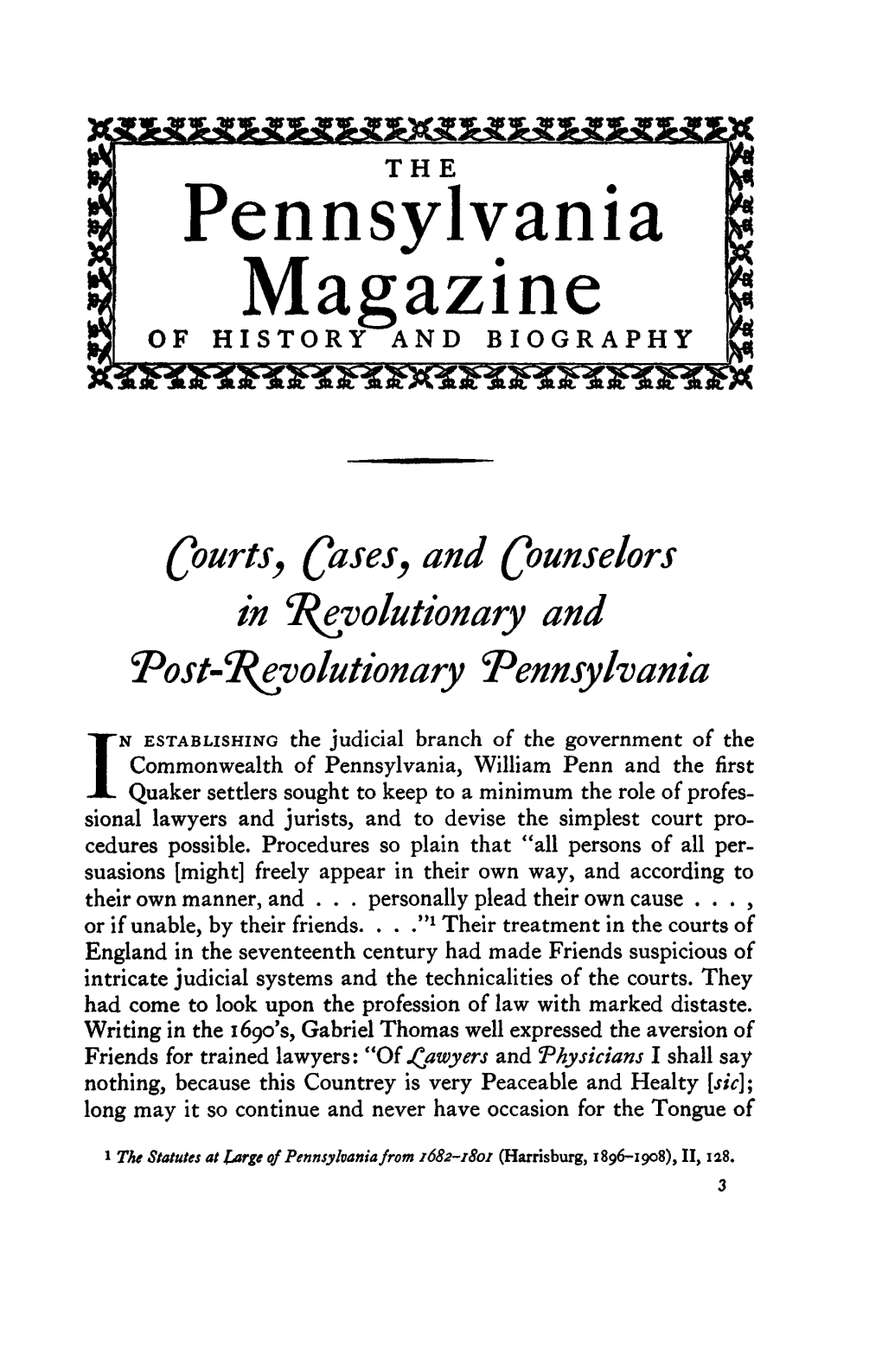 Pennsylvania Magazine of HISTORY and BIOGRAPHY