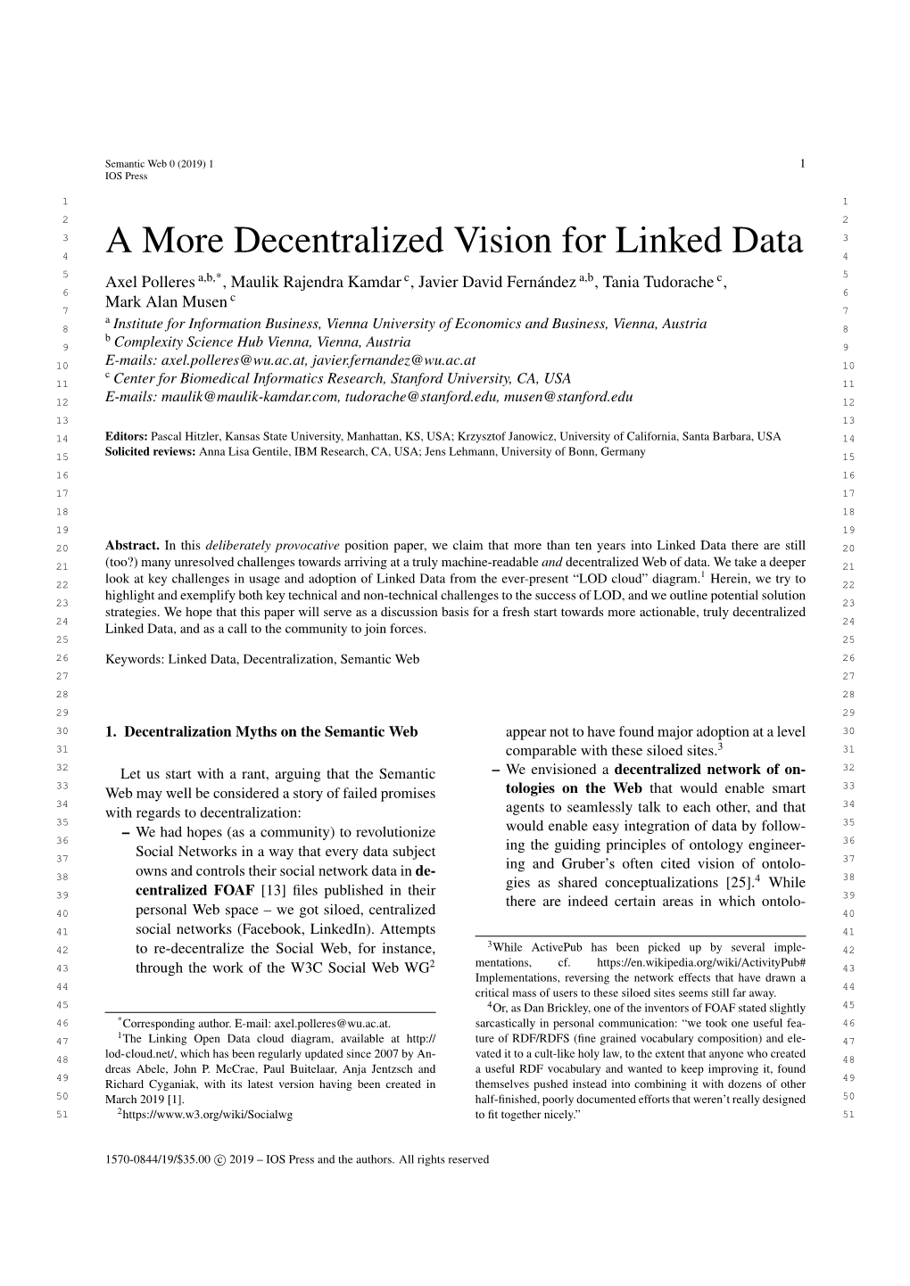 A More Decentralized Vision for Linked Data